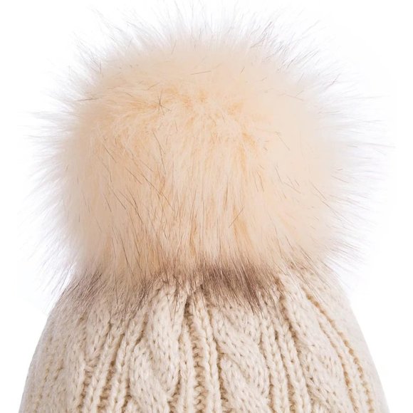 Kids Winter Beanie Hat, Children's Warm Fleece Lined Knit Thick Ski Cap with Pom - Picture 3 of 7